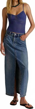 Free People Nothing Better Denim Maxi Skirt In Blue