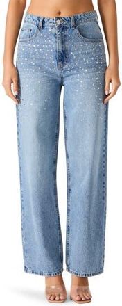 Steve Madden Taylor Crystal Embellished Straight Leg Jeans in Chloe Wash at Nordstrom Rack, Size 27