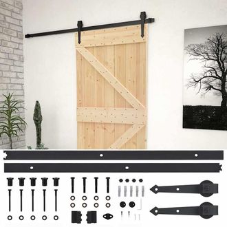 vidaXL Vidaxl - Puerta Corredera Con Herrajes Madera Maciza De Pino 80x210 Cm