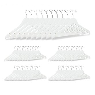 Relaxdays 50 Perchas Ropa Para Pantalones Trajes Camisas, Madera, Blanco, 23,5 X 45 X 1 Cm - Relaxdays