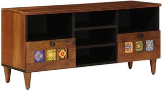 vidaXL Mueble De Tv Nogal 100 X 33 X 46 Cm Madera De Mango Maciza Vidaxl