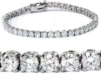 Pompeii3 7 TCW 14k White Gold Diamond Round Cut Tennis Bracelet