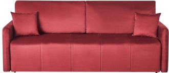 Beliani Sof&aacute; Moderno De 3 Plazas De Terciopelo Con Cojines Adicionales Y Funci&oacute;n Cama Borgo&ntilde;a Egge