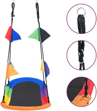 vidaXL Columpio Nido Con Banderines 165x70 Cm Vidaxl