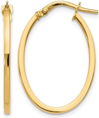 Diamond2Deal 14K Yellow Gold Oval Shape Hoop Earrings
