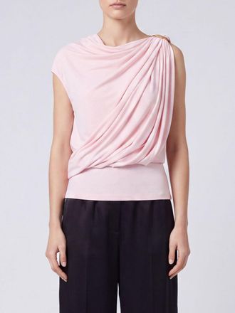 Sportmax Draped One-Shoulder Viscose Top with Metal Ring Detail