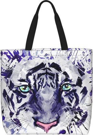 Generic Women Handbag Tiger Head Print Travel Tote Bag Casual Retro Shopping Bags, For Holiday, Daily, Christmas, Birthday, Swim