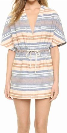 Solid & Striped Chambray Cotton Tunic Mini Dress In Pink, White, Blue