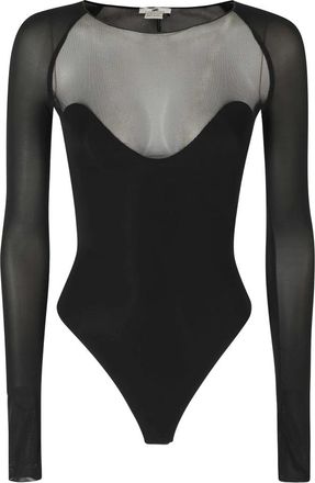 Elisabetta Franchi Body de Jersey El&aacute;stico y Tul - Tops - Mujer - Negro - M