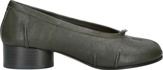 Maison Margiela Green Tabi Cylindrical Heel Leather Flats
