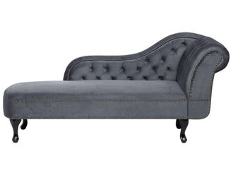 Beliani Chaise longue derecho Terciopelo Gris