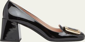 Miu Miu Patent Buckle Block-Heel Pumps