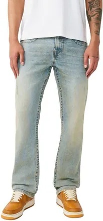 True Religion Ricky Embroidered Relaxed Straight Leg Jeans in Pollen Bleach Light Wash at Nordstrom, Size 40
