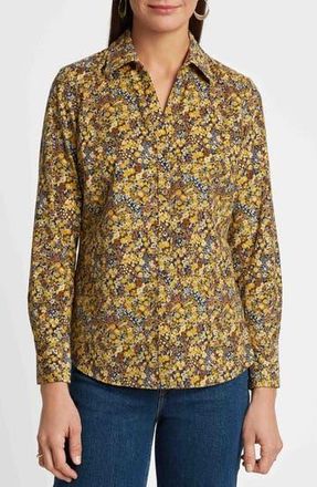 Foxcroft Mary Ditsy Floral Button-Up Shirt in Multi Yellow at Nordstrom Rack, Size 18 (Similar To 14W)