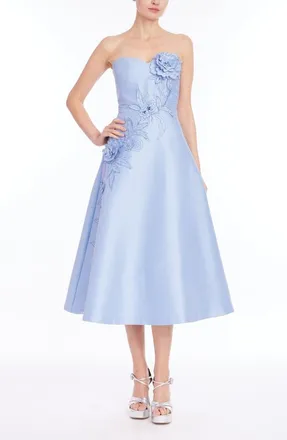 Badgley Mischka Floral Appliqu&eacute; Fit & Flare Party Dress in Periwinkle at Nordstrom, Size 16
