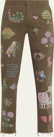 Libertine - Libertine Needlepoint Embellished Slim-Leg Ankle Chino Pants