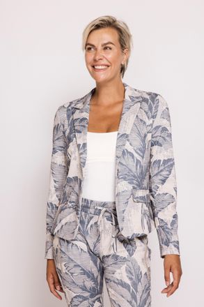 Zhrill Kurzblazer ZHRILL BETSY, Damen, Gr. XXL, sand, Web, Obermaterial: 67% Polyester, 28% Viskose, 5% Elasthan, bedruckt, tailliert taillenlang, Rundhals, 