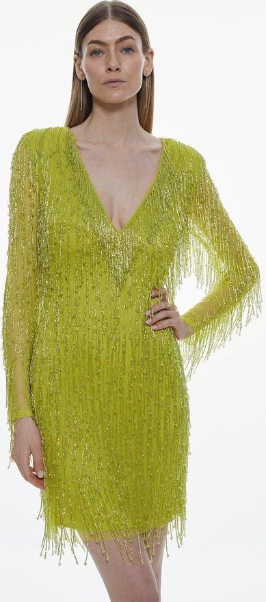 Karen Millen Beaded Fringed And Embellished Woven Mini Dress from 219.00 -  on Stylight