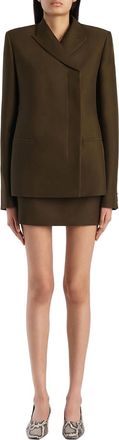 Khaite Womens Veste Silvannah En Cuir Dark Olive Khaki Jacket