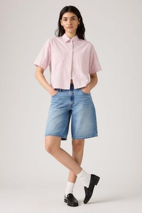 Levi's Camisa Cropped de manga corta Harlie - Mujer - 2XL - Rosa / Rachel Stripe Peachskin