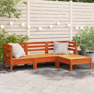 vidaXL Vidaxl - Divano Giardino 3Posti e Poggiapiedi Marrone Cera Massello Pino
