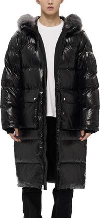 AlphaStyle Audet Mens Long Hooded Down Parka in Black at Nordstrom, Size Xx-Large