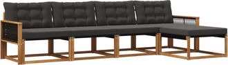 vidaXL Conjunto De Sof&aacute;s De Exterior 5 Uds. Natural Y Negro Vidaxl