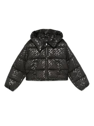 Pinko logo-print puffer jacket - women - Polyester/Polyester - M - Black