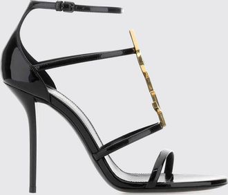 Saint Laurent Sandali Cassandra in pelle verniciata con tacco alto e logo YSL
