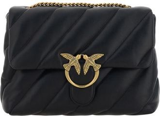 Pinko Black Calf Leather Bos Taurus Shoulder Womens Bag