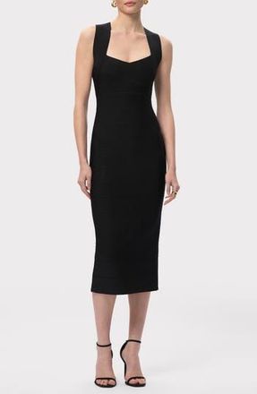 H&eacute;rve L&eacute;ger The Sandra Midi Bandage Dress in Black at Nordstrom Rack, Size X-Small