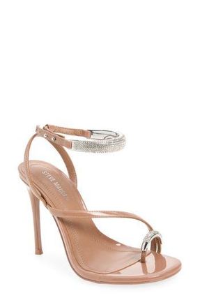 Steve Madden Tia Embellished Ankle Strap Sandal in Mocha Patent at Nordstrom Rack, Size 5.5