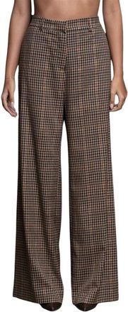 Kaos Pantaloni Palazzo a quadri con lurex - - Trousers - Donna - Marrone - S