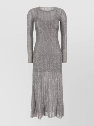 Alaia crochet knit dress long sleeves midi