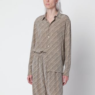 Balenciaga Camicia Monogram beige e nera in seta