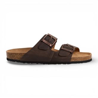 Tamaris Mens Brown Leather Slip-On Footbed Slipper Sandals