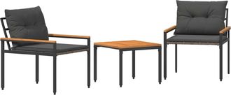 vidaXL Juego De Muebles De Exterior 3 Uds. 2 Plaza Gris Oscuro Vidaxl