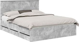 vidaXL Estructura De Cama Gris Concreto 150 X 200 Cm Madera Ingenieril Vidaxl