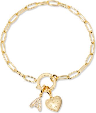 Brook & York Lillian Initial Heart Charm Bracelet in Gold A at Nordstrom