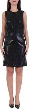 Michael Kors Fitted Faux Leather Dress - Dames - Korte kleedjes - Zwart - S - Polyester - Kleedjes