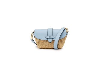 Lauren Ralph Lauren Straw-Leather Small Lynden Shoulder Bag Shoulder Womens Handbags Natural/Alpine Blue