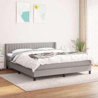 vidaXL Vidaxl - Cama Box Spring Con Colch&oacute;n Tela Gris Claro 160x200 Cm