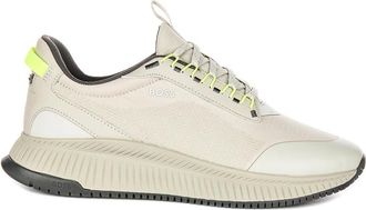 HUGO BOSS Sneakers, male, Beige, 9 UK, Beige Textile Trainers for Men