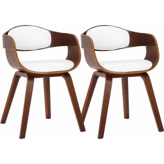 Clp Set de 2 sillas de salón Kingston en polipiel Nogal/blanco