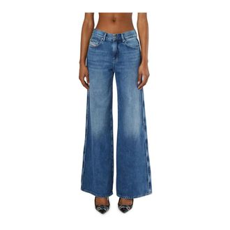 Diesel Wide Jeans, female, Blue, Size: W30 1978 D-Akemi Flare Jeans