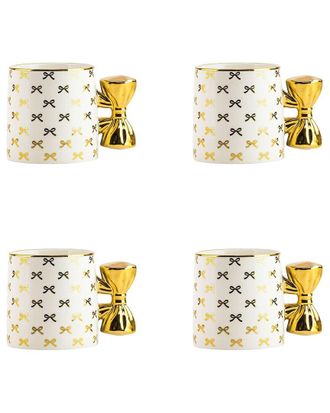 10 Strawberry Street Set Of 4 Gold Bow Mug