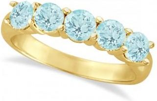 Allurez Five Stone Aquamarine Ring 14k Yellow Gold (2.20ctw)