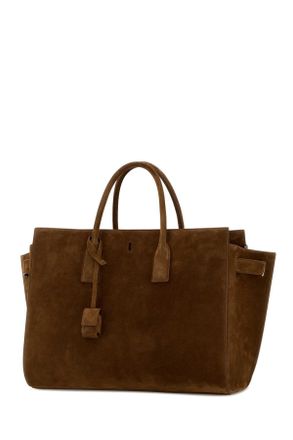 Saint Laurent Womens Camel Suede Sac De Jour Shopping Bag Orangecaramelcogn Borse A Mano
