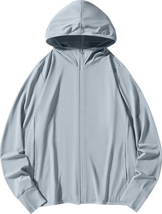 Generic Sun Protection Hoodies Women Plus Size UV Zip Up Jacket SPF 50+ Long Sleeve Lightweight Sunscreen Coats with Pocket Soft Breathable Jacket Outdoor Hik