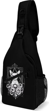 Generic Sphynx Cat Octopus Skull Tentacles Mens Crossbody Chest Sling Bag for Travel Hiking Lightweight Shoulder Bags with Small Side